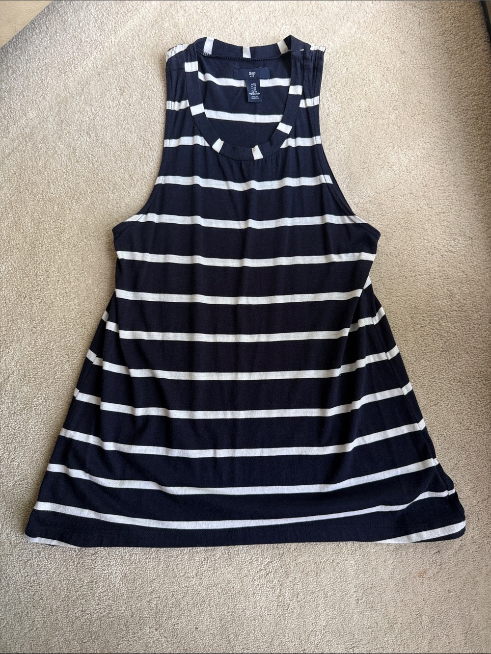 GAP Navy and White Striped Women's Tank Top